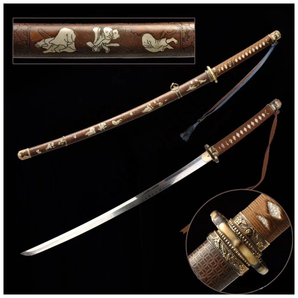 foto Kawashima Sb�ratelsk� replika me�e Gunto typ. III AISI 1095 s prav�m hamonem Midare